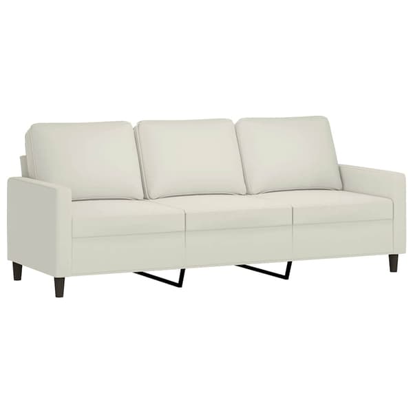 3-sitssoffa gräddvit 180 cm sammet