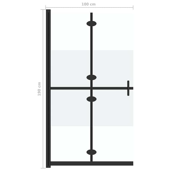 Vikbar duschvägg med halvfrostat ESG-glas 100x190 cm