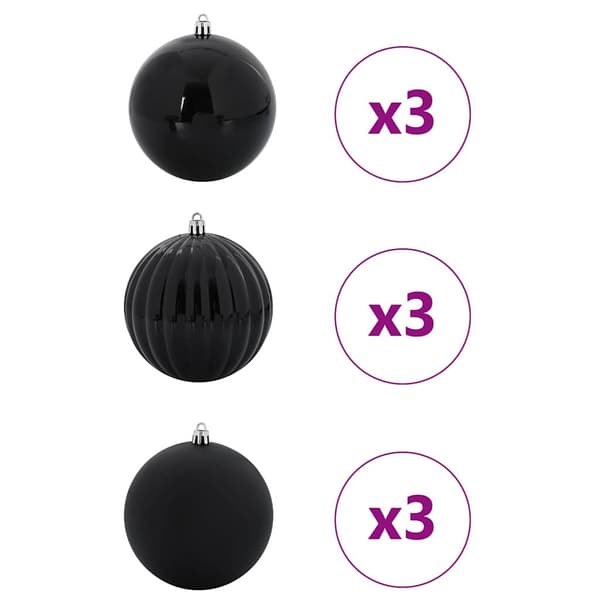 Stor Julkulor Set 9 pcs Svart Plast
