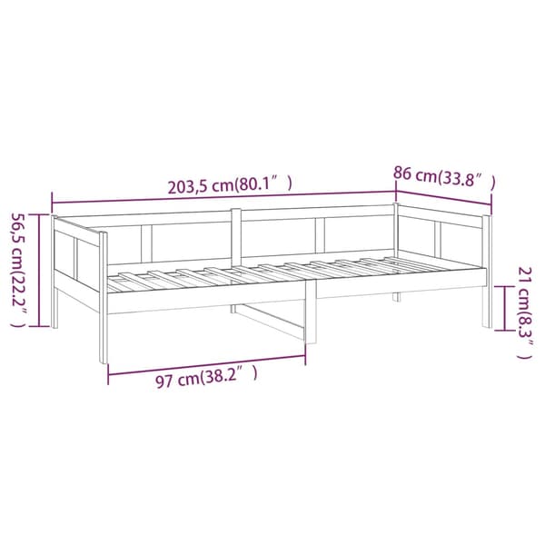 Dagbädd 80x200 cm massiv furu