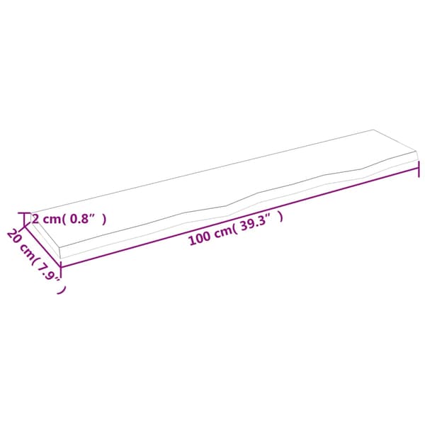 Hyllplan 100x20x2 cm obehandlad massiv ek