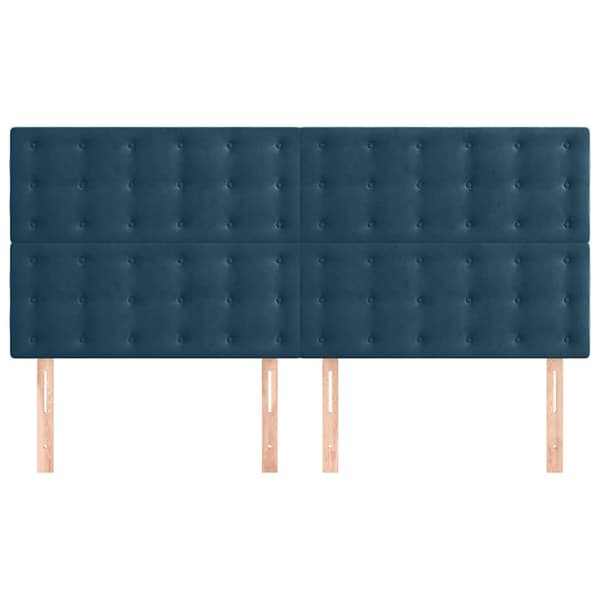 Sänggavel mörkblå 160x5x118/128 cm sammet