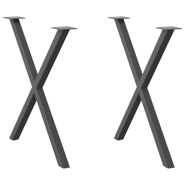 Matbordsben X-formade 2 st antracit 70x(72-73) cm stål