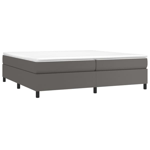 Ramsäng med madrass grå 200x200 cm konstläder