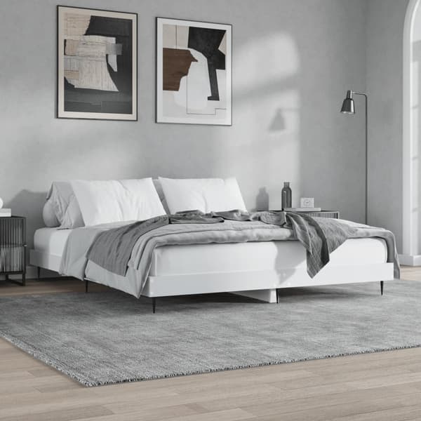 Sängram vit 150x200 cm konstruerat trä