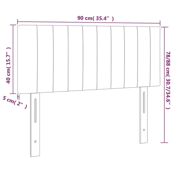 Sänggavel LED mörkgrå 90x5x78/88 cm sammet