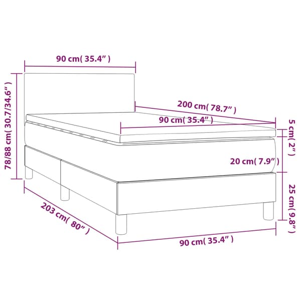Ramsäng med madrass rosa 90x200 cm sammet