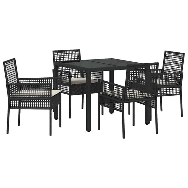 Trädgårdsmöbelset 5 pcs Svart konstrotting