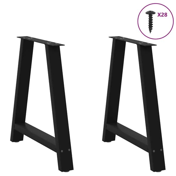 Matbordsben A-formade 2 st svarta 80x(72-73) cm stål
