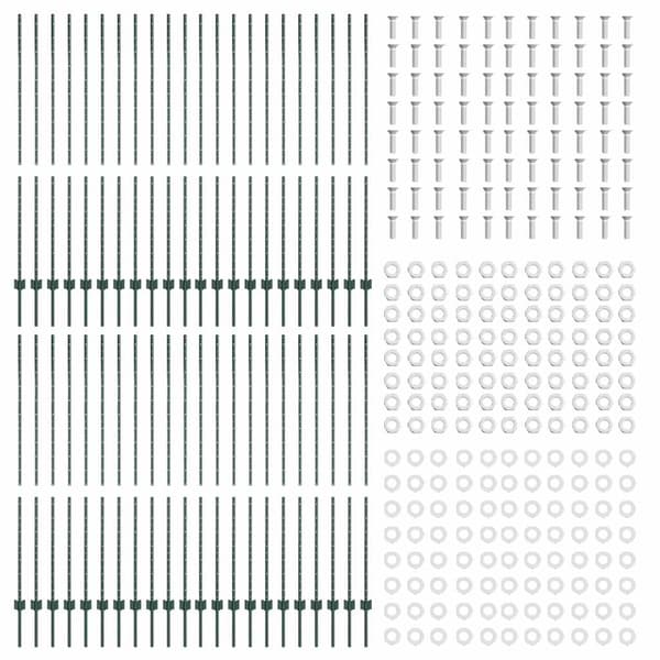 Inbäddad staketpost 44 pcs Grön 200 cm Pulverlackerat stål