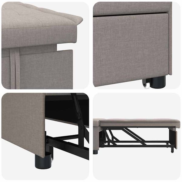 Pull Out Sofa Bed Taupe 194 x 50 x 82 cm tyg
