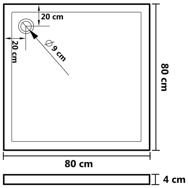 Duschkar med prickar vit 80x80x4 cm ABS