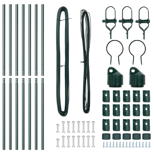 Stängselstolpe 7 pcs Grön Stål