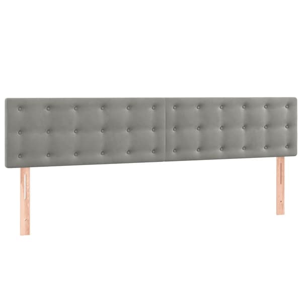 Ramsäng med madrass ljusgrå 160x200 cm sammet