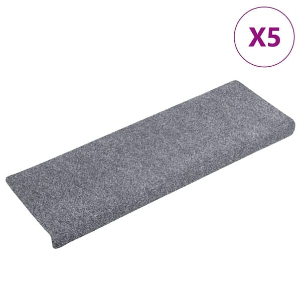 Trappmattor självhäftande 5 st 65x21x4 cm ljusgrå rektangulär kant