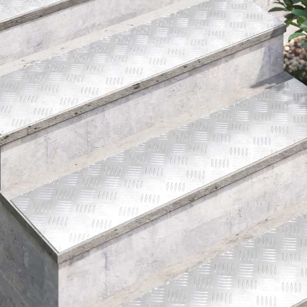 Trappsteg Rektangulär 4 pcs Silver 100 x 25 cm Aluminium
