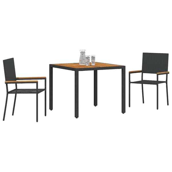 Trädgårdsmöbelset 3 pcs Svart konstrotting
