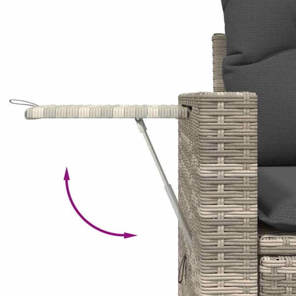 Trädgårdssoffset med dynor 3 delar konstrotting ljusgrå