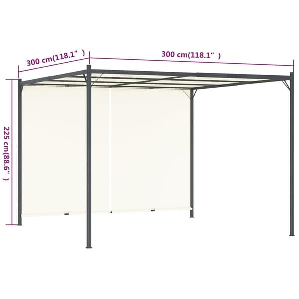 Pergola med justerbart tak gräddvit 3x3 m stål