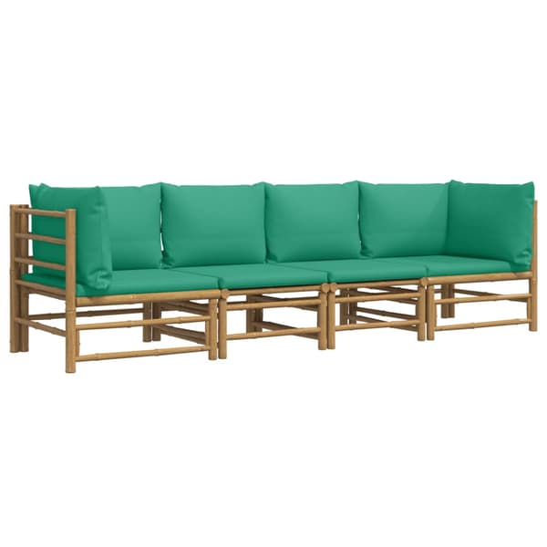 Loungegrupp 4 delar gröna dynor bambu