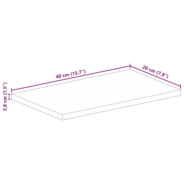 Bordsskiva 40x20x3,8 cm rektangulär massivt mango-trä
