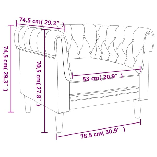 Chesterfieldfåtölj mörkgrå tyg