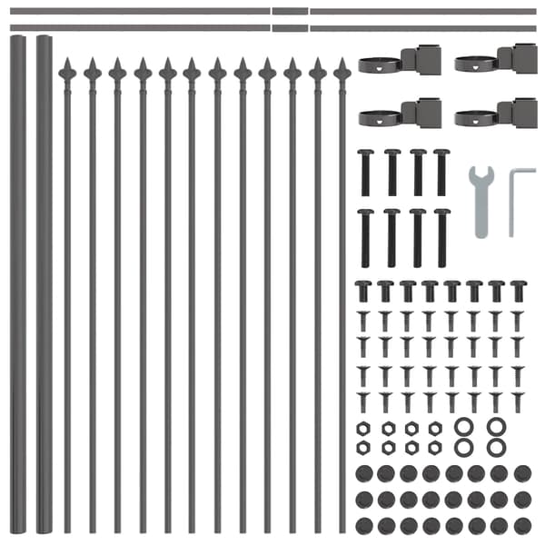Trädgårdsstängsel 2 pcs Grå 3,4 x 0,6 m Pulverlackerad stål