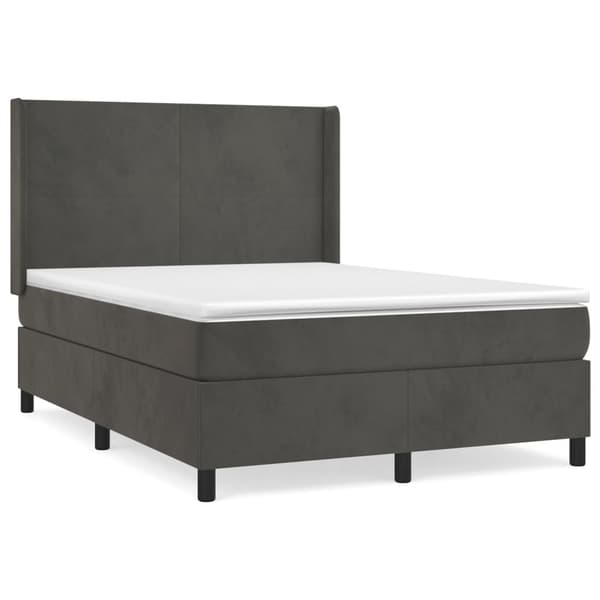 Ramsäng med madrass mörkgrå 140x190 cm sammet