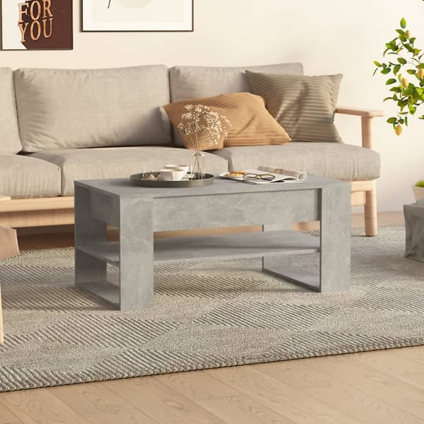 Soffbord betonggrå 102x55x45 cm konstruerat trä