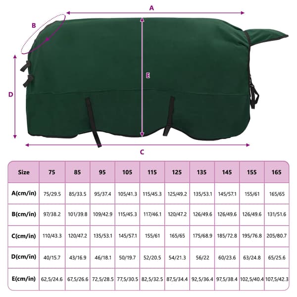 Hästdyna Fullt mörkgrön 165 cm Polyester