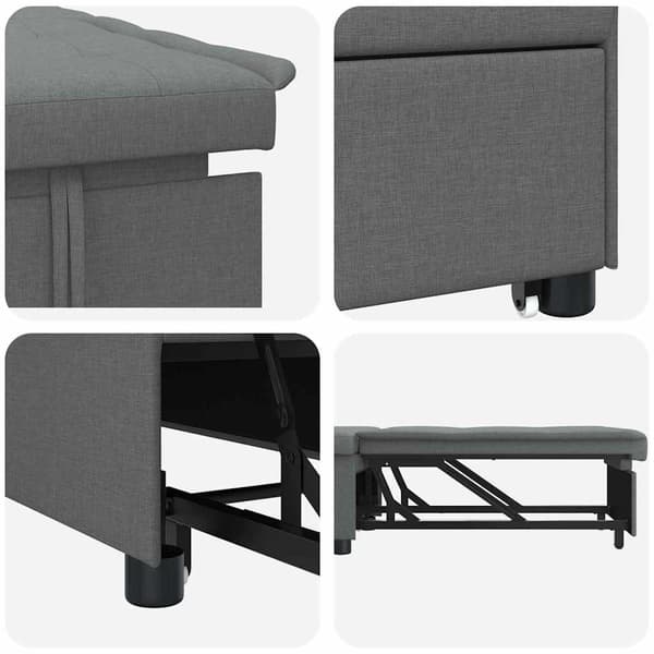 Pull Out Sofa Bed Mörkgrå 194 x 50 x 82 cm tyg