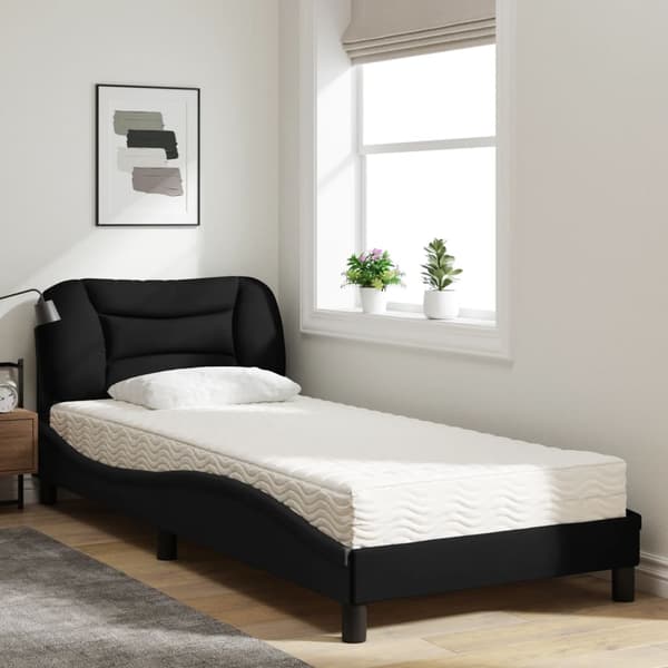 Bed with Mattress "Hvar" Black 90x190 cm Fabric