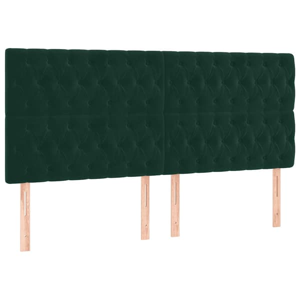 Ramsäng med madrass & LED mörkgrön 200x200 cm sammet