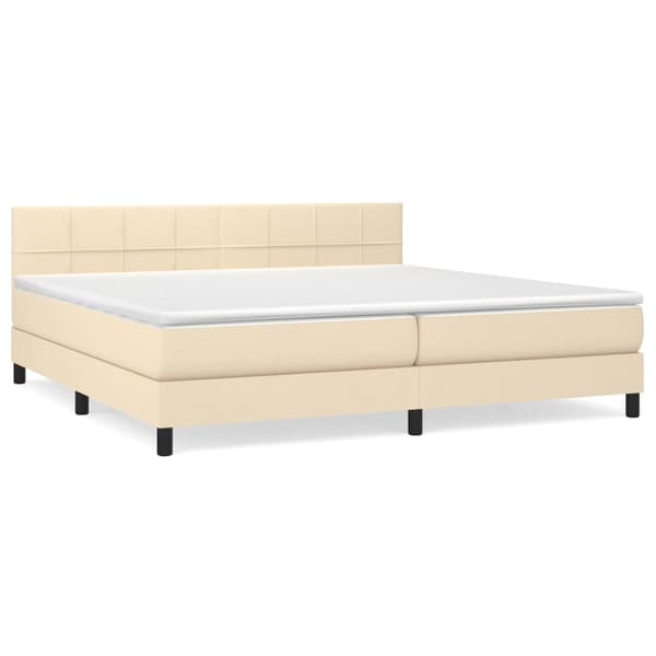 Ramsäng med madrass gräddvit 200x200 cm tyg