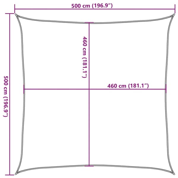 Solsegel ljusgrå 5x5 m 100% polyesteroxford