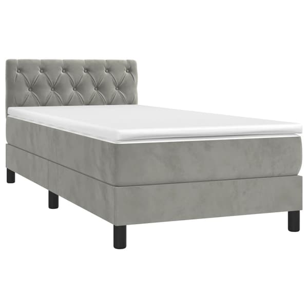 Ramsäng med madrass ljusgrå 80x200 cm sammet