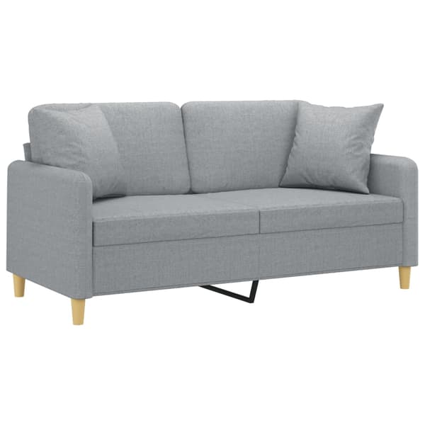 2-sits soffa med prydnadskuddar ljusgrå 140 cm tyg