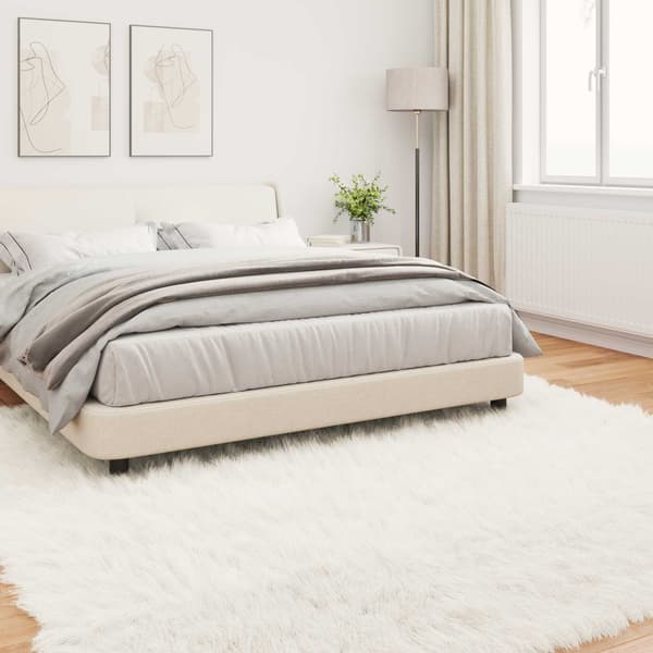 Fuskfäll matta TAFALLA Vit 240 x 240 cm Polyester