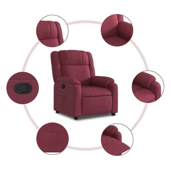 Reclinerfåtölj vinröd tyg