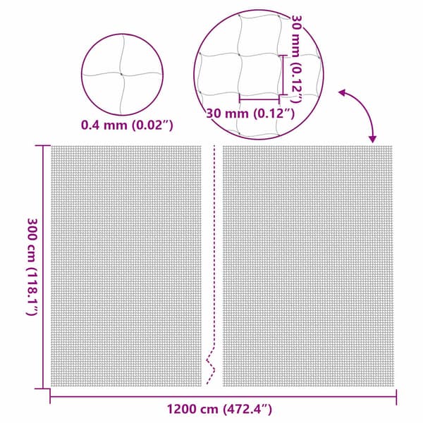 Katnät transparent 12x3 m nylon