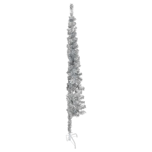 Smal halv plastgran med stativ silver 120 cm