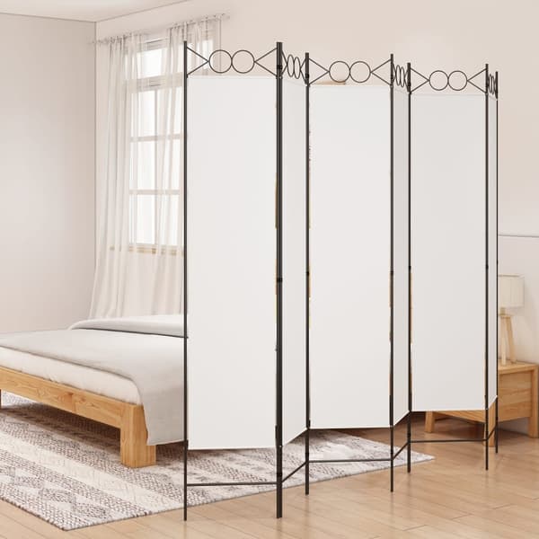 Rumsavdelare 6 paneler vit 240x200 cm tyg