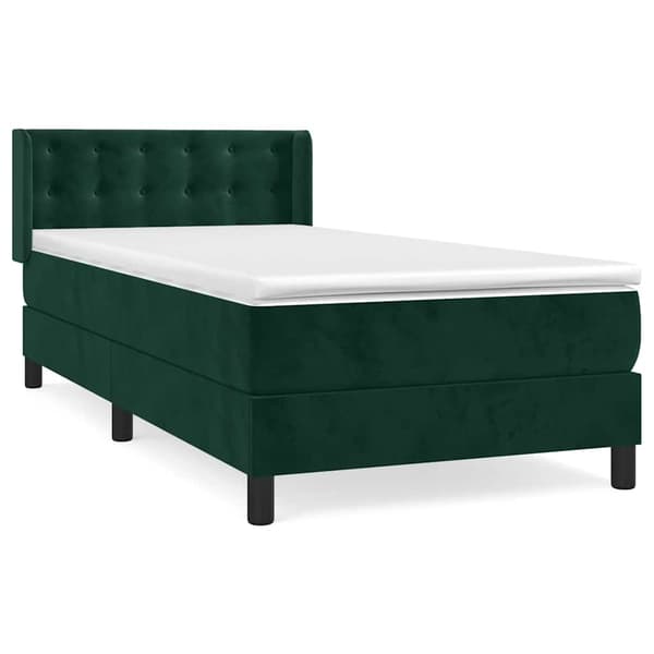 Ramsäng med madrass mörkgrön 100x200 cm sammet