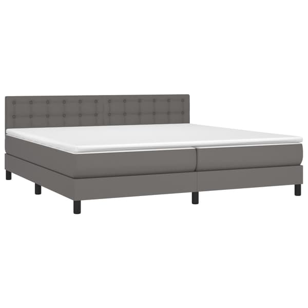 Ramsäng med madrass grå 200x200 cm konstläder