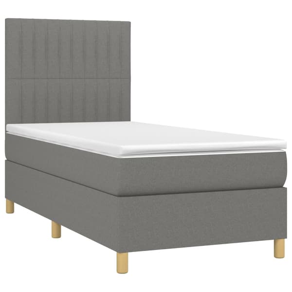 Ramsäng med madrass mörkgrå 90x200 cm tyg