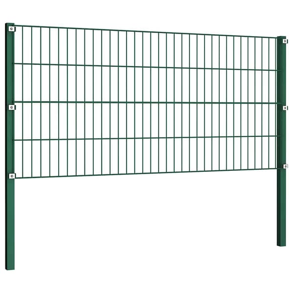 Staketpanel med stolpar järn 694,5x80 cm grön