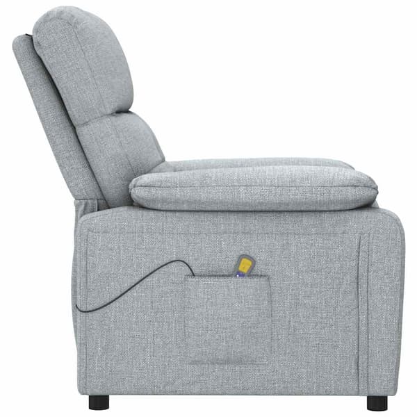 Massagefåtölj ljusgrå tyg