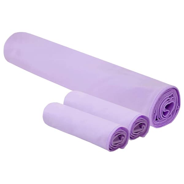 Sporthandduk Set 3 pcs Lila Polyester och polyamid