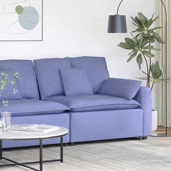 Modulär soffa armstödsändmodul med dynor jeansblå 100 cm