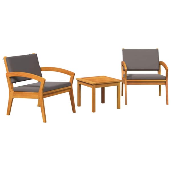 Bistroset med kudde 3 pcs Brun Polyester